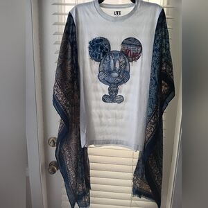 Mickey Denim Print Graphic Tshirt/ Poncho Top